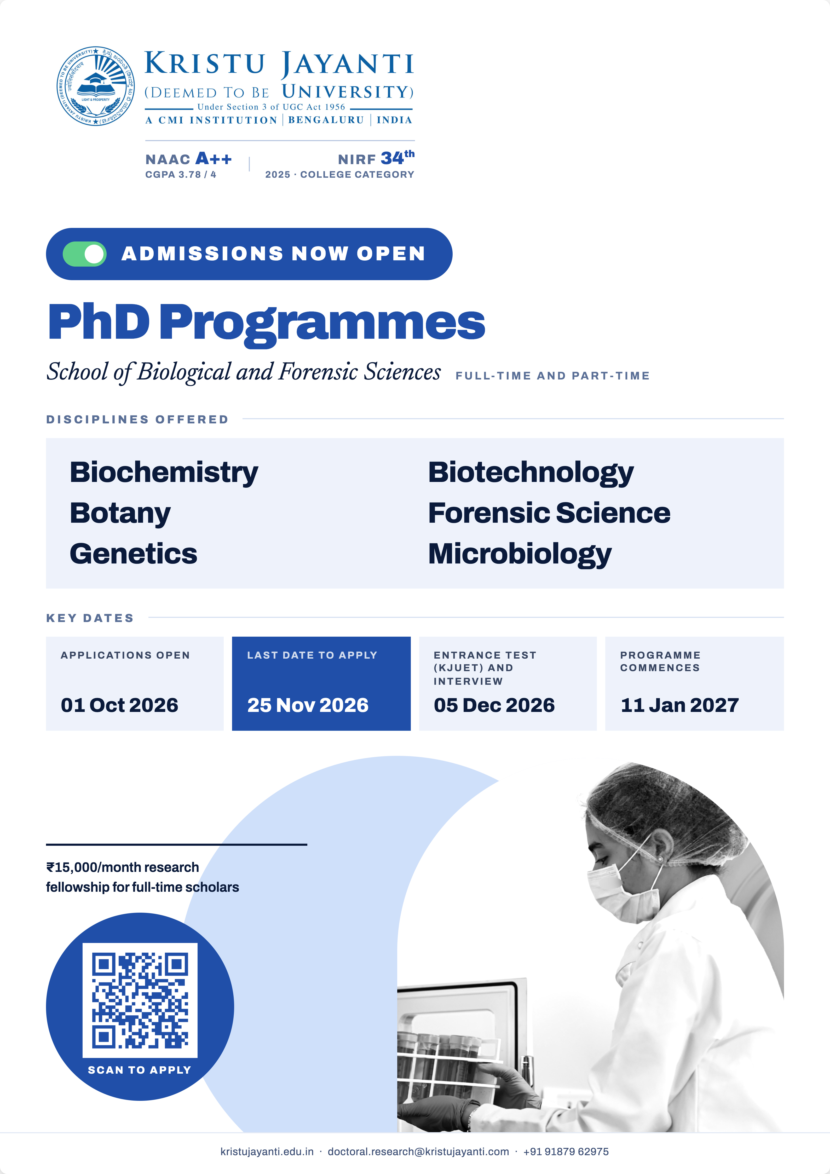 Admission flyer – School of Biological and Forensic Sciences