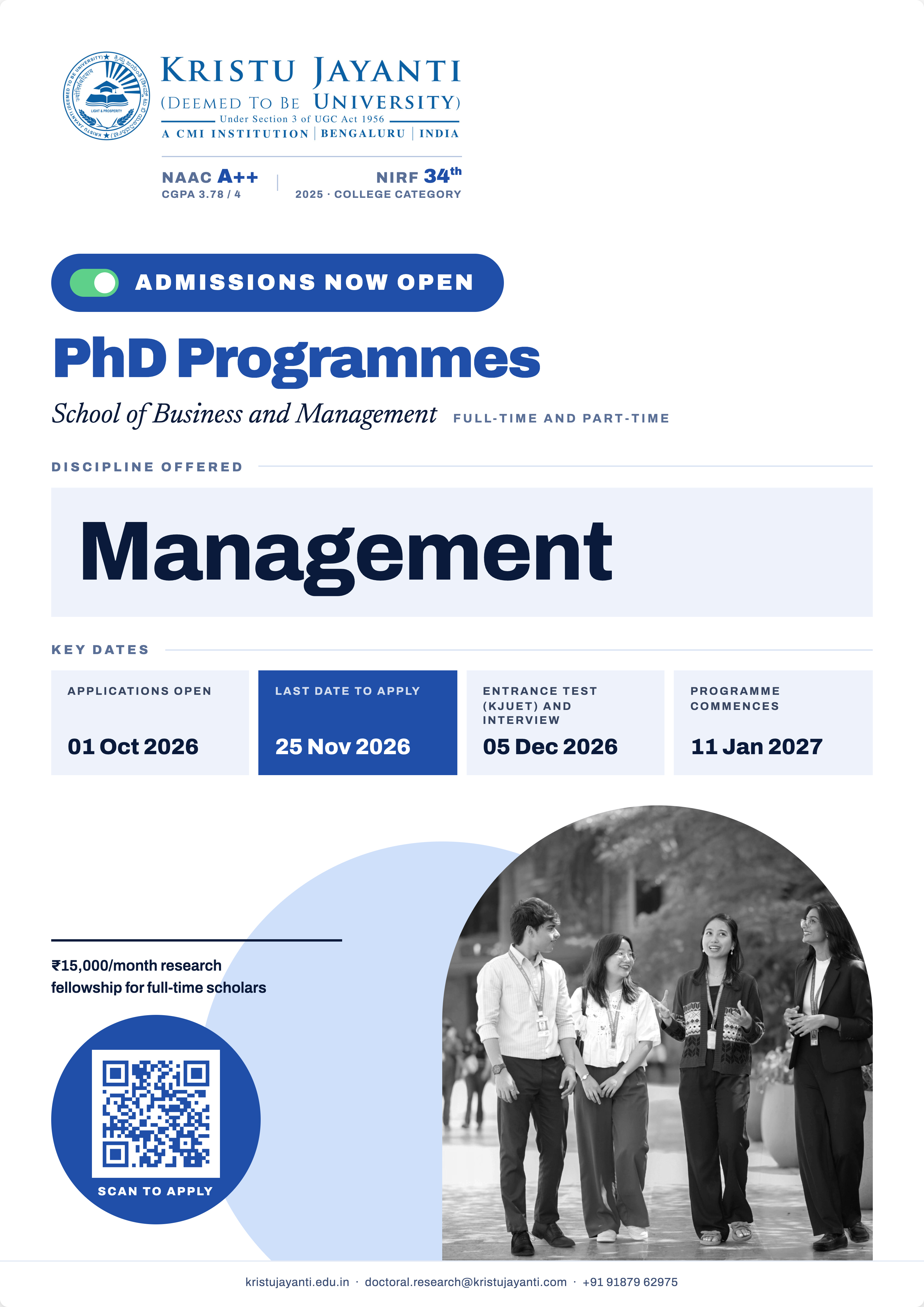 Admission flyer – School of Business and Management