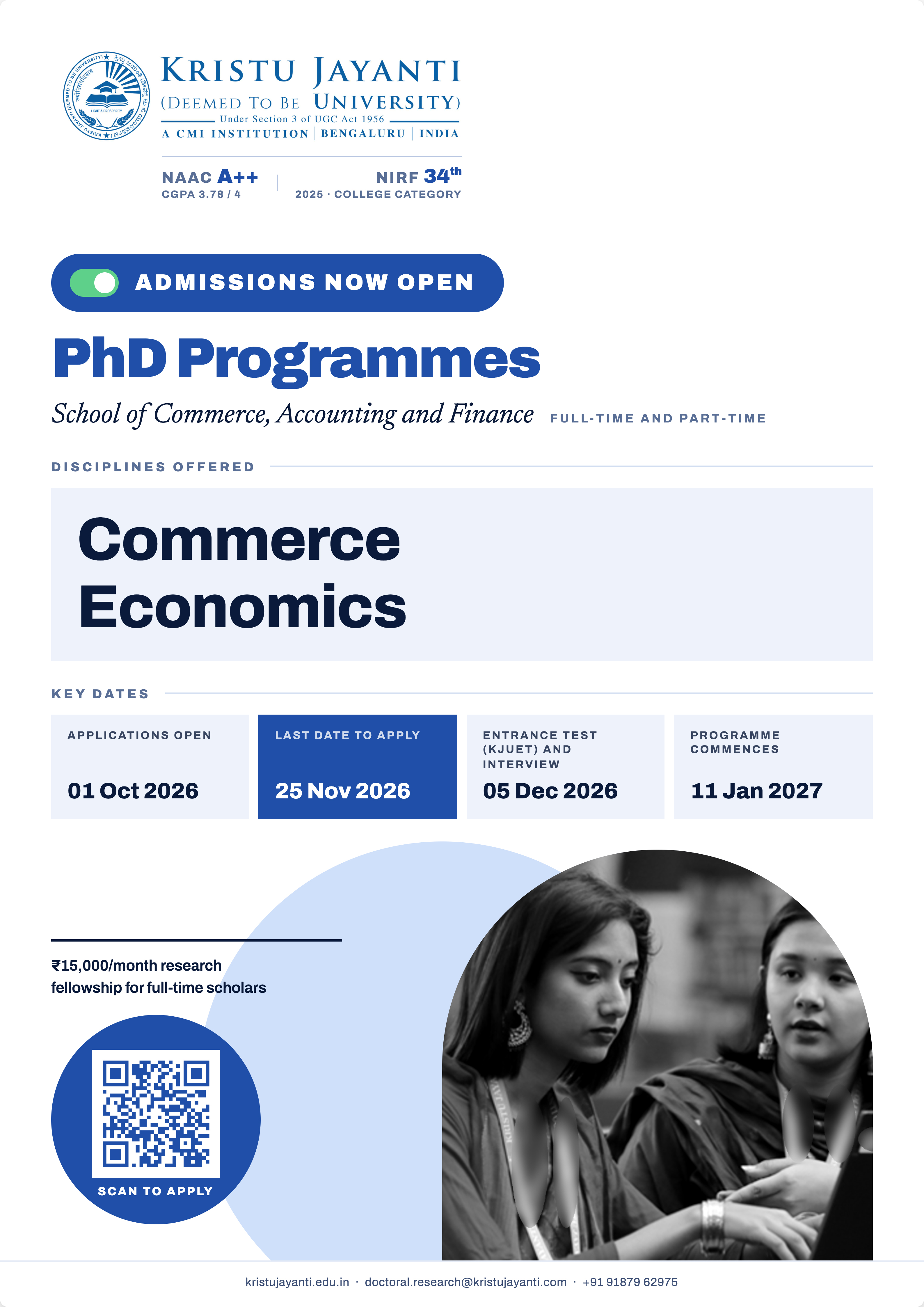 Admission flyer – School of Commerce, Accounting and Finance