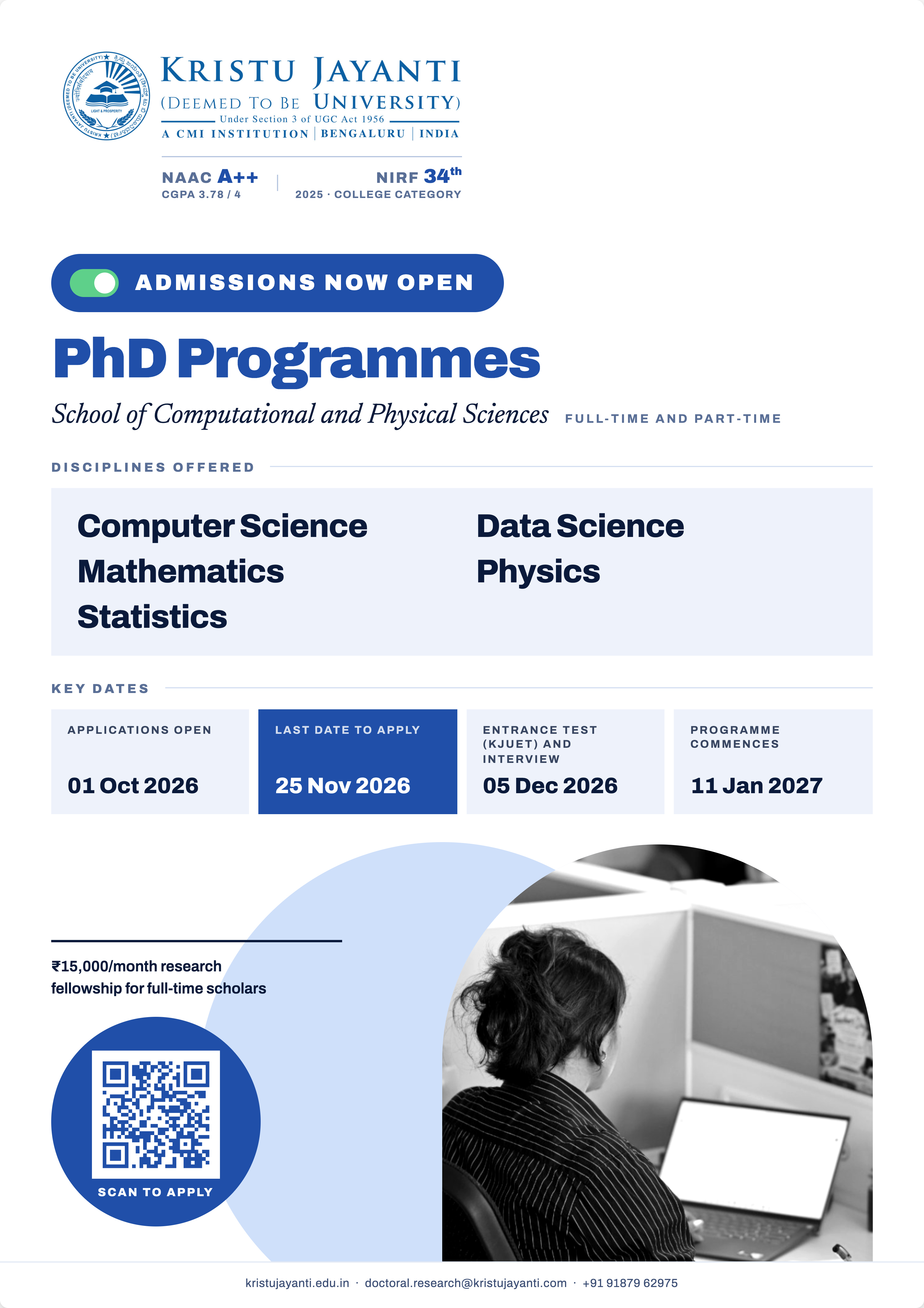 Admission flyer – School of Computational and Physical Sciences