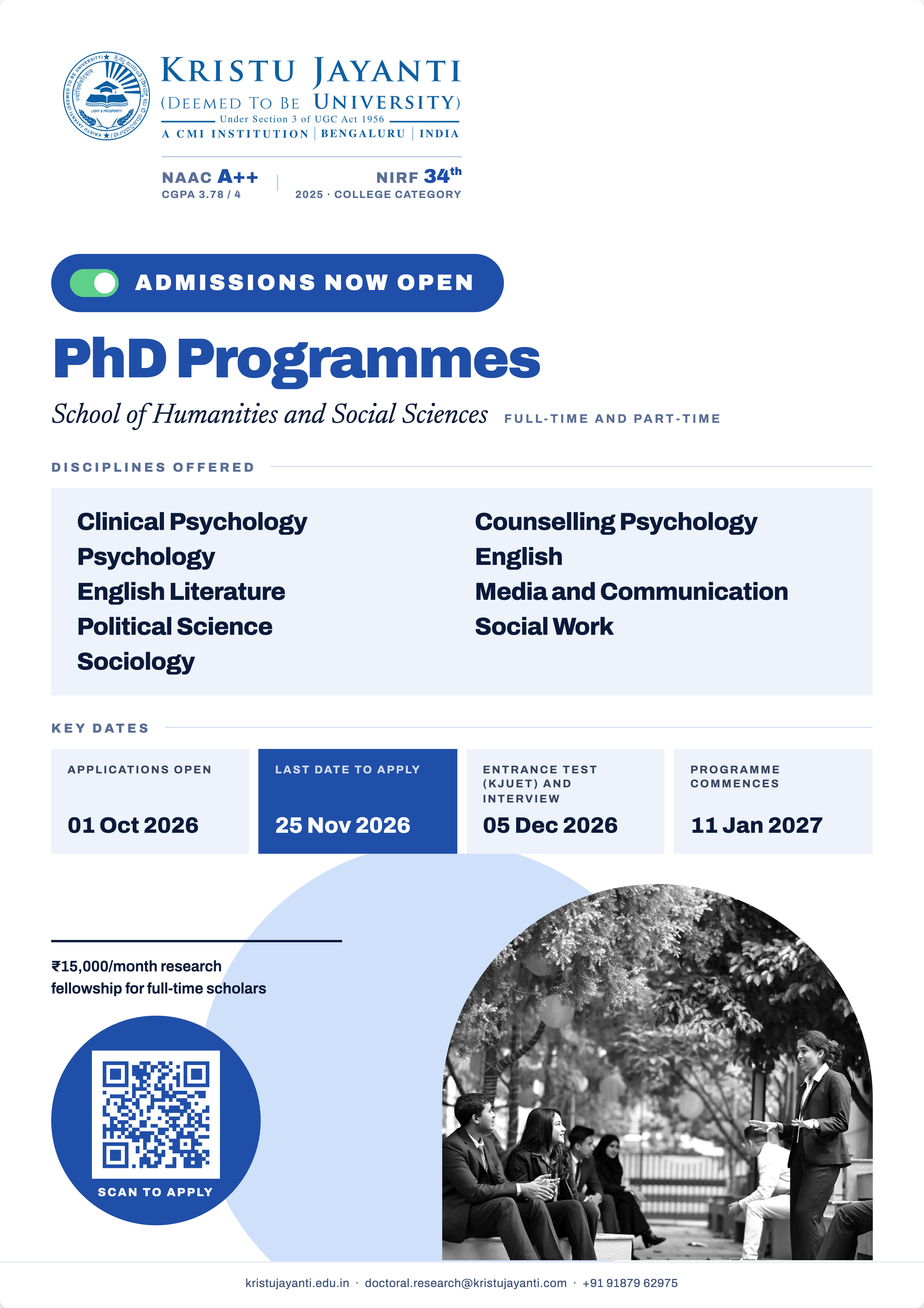 Admission flyer – School of Humanities and Social Sciences