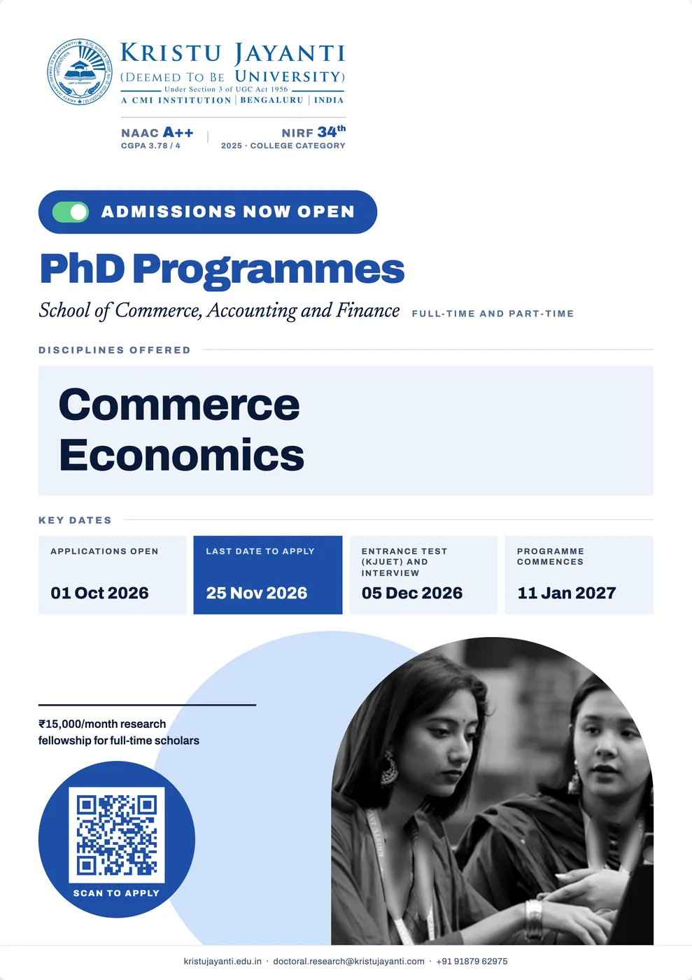 School of Commerce, Accounting and Finance PhD Admission Flyer